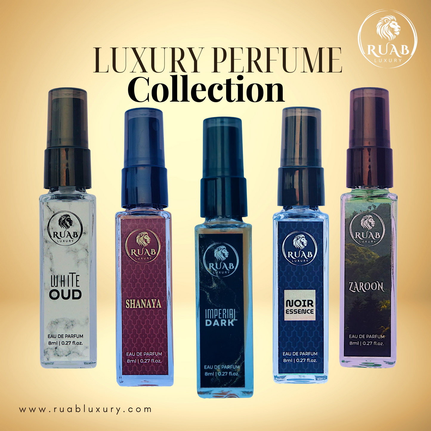 Discovery Set | 5 Premium Perfumes × 8ml | Noir Essence, Imperial Dark, Shanaya, White Oud & Zaroon
