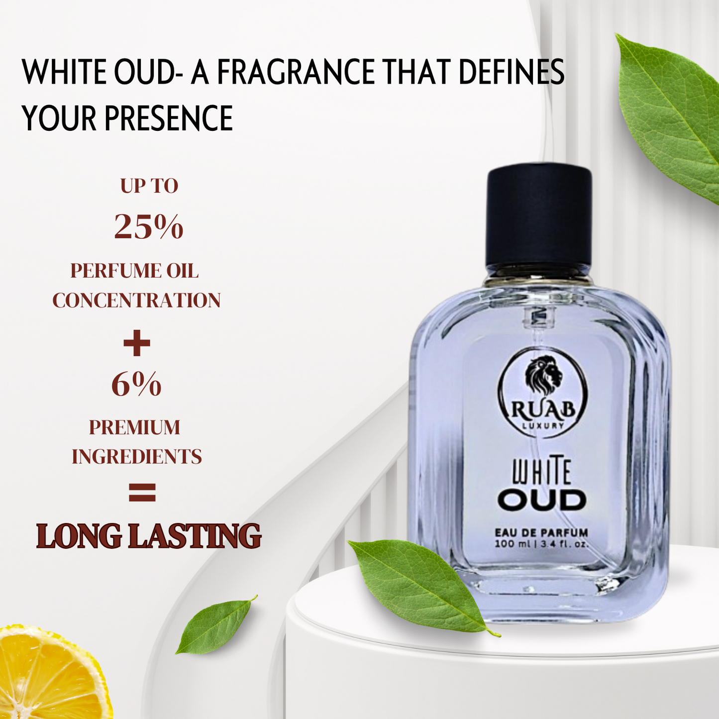 White Oud Perfume | Luxury Unisex Fragrance | Long Lasting | Premium Oud & Amber Notes | 100ml – RUAB LUXURY