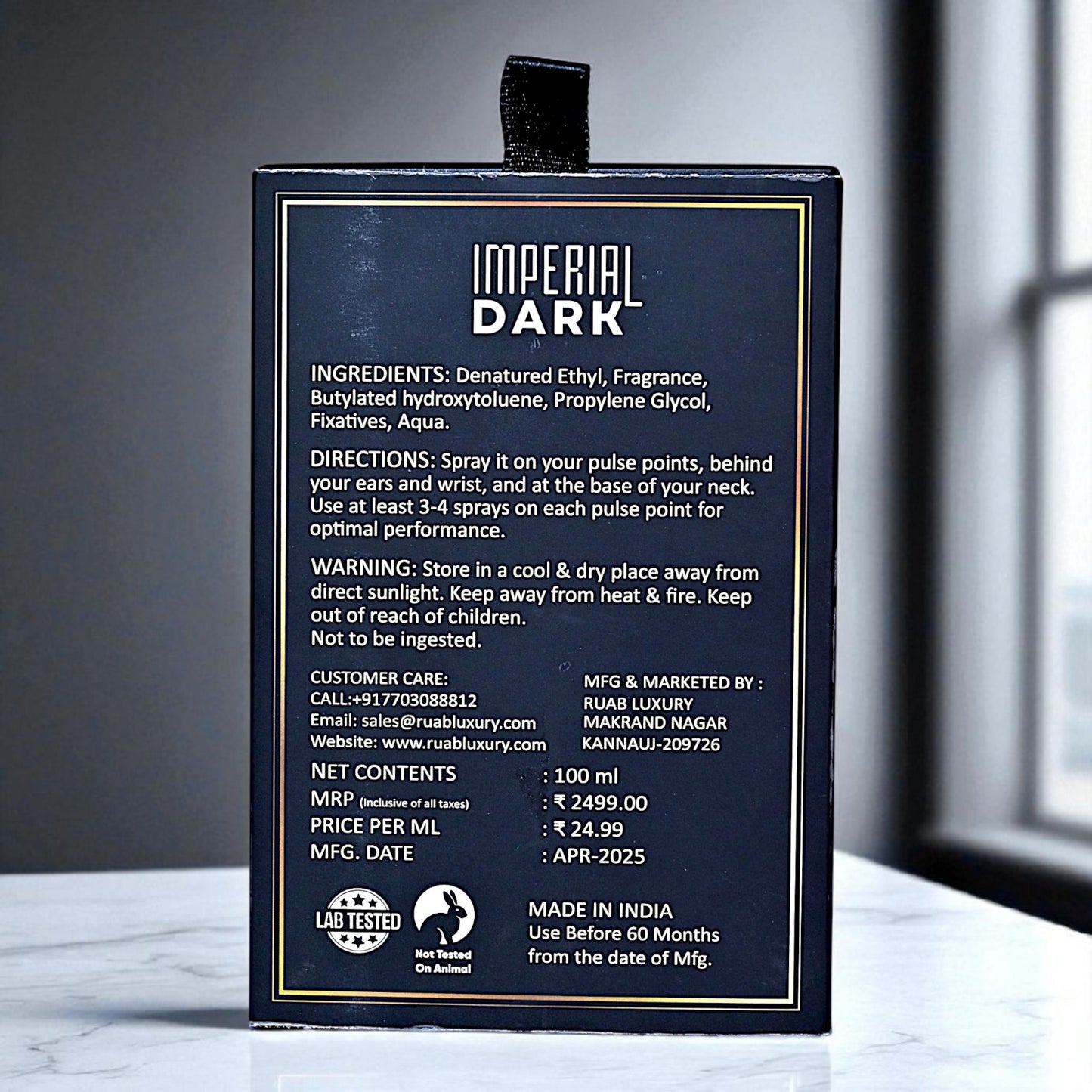 Imperial Dark Parfum | EDP| 100ml | Vanilla, Tobacco & Woody Notes | Ruab Luxury