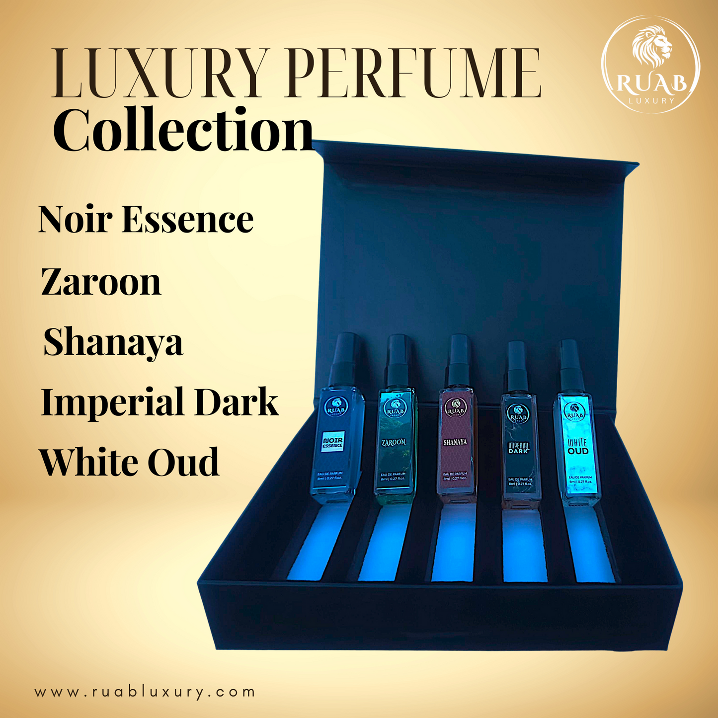 Discovery Set | 5 Premium Perfumes × 8ml | Noir Essence, Imperial Dark, Shanaya, White Oud & Zaroon