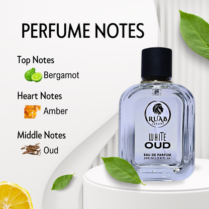 White Oud Perfume | Luxury Unisex Fragrance | Long Lasting | Premium Oud & Amber Notes | 100ml – RUAB LUXURY