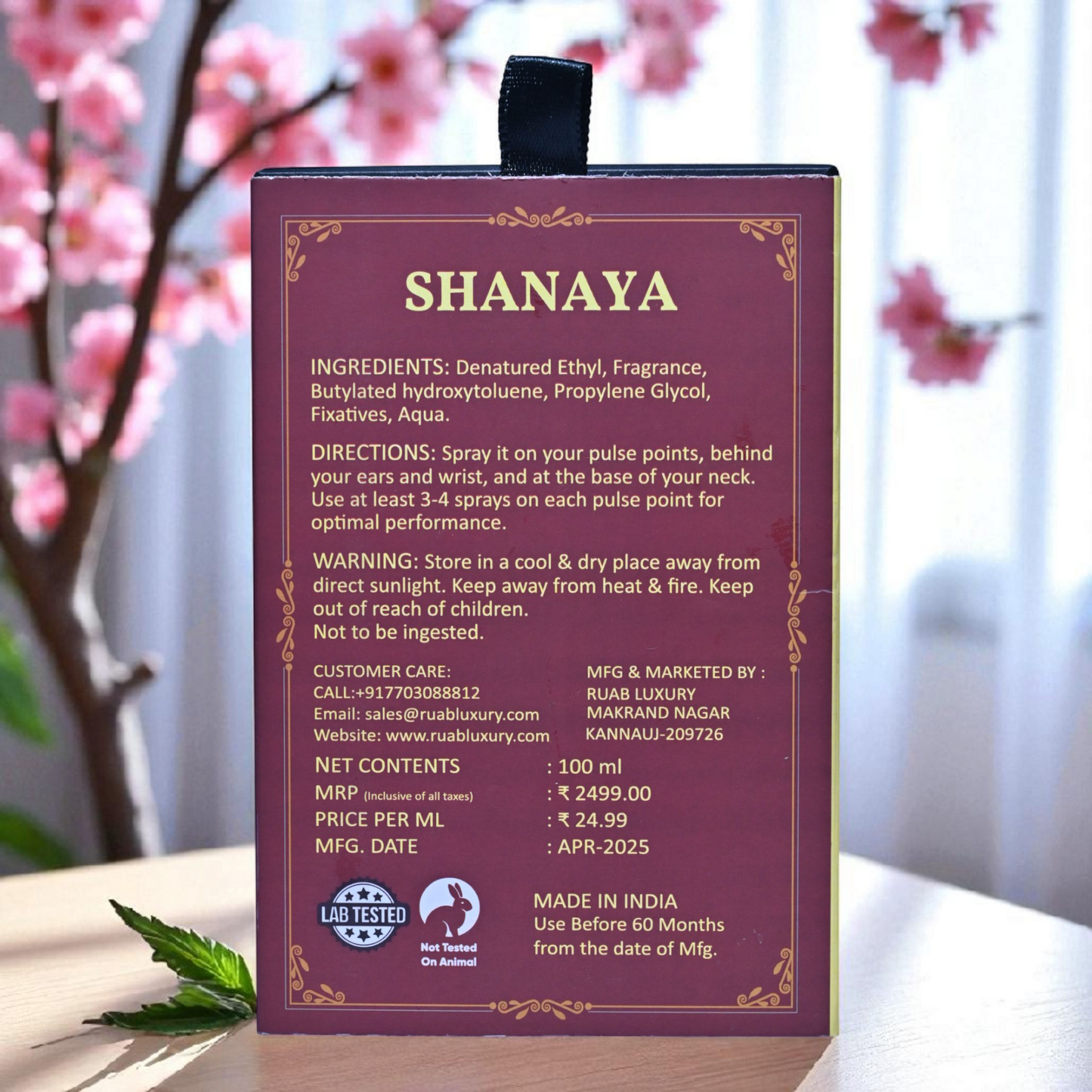 Shanaya | Eau De Parfum – 100 ml | Premium Long Lasting Unisex Perfume