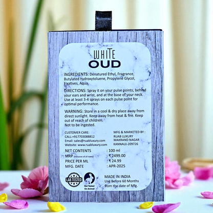 White Oud Perfume | Luxury Unisex Fragrance | Long Lasting | Premium Oud & Amber Notes | 100ml – RUAB LUXURY